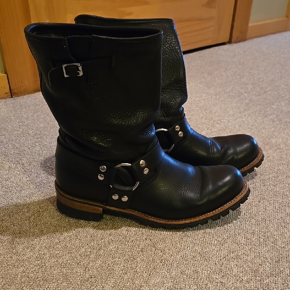 Doubke H Black Leather Harness Boots
